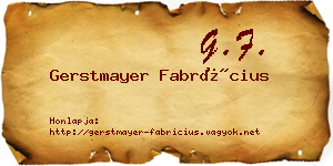 Gerstmayer Fabrícius névjegykártya